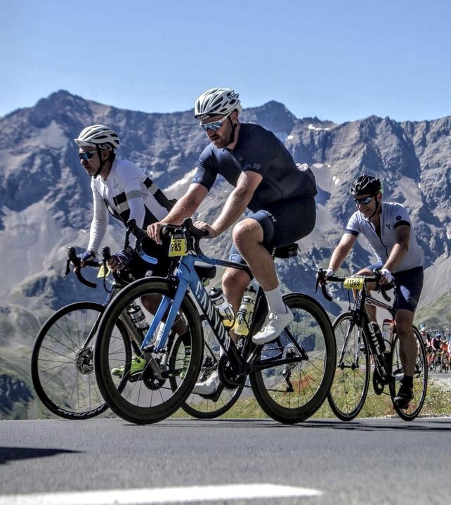 Photograph of Hugh Tamlyn cycling